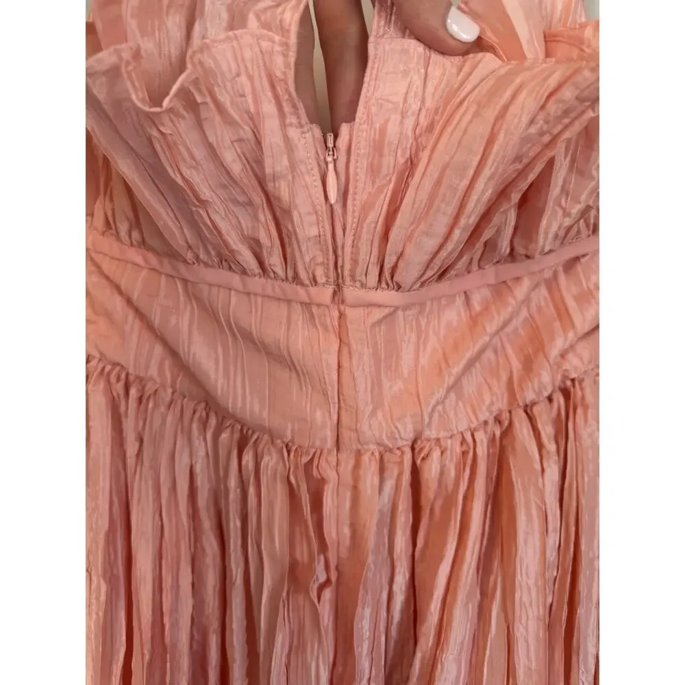 LoveShackFancy Katrina Dress Sunrise Sorbet Strapless Maxi Crystal Brooch 0 NWT - Picture 15 of 16